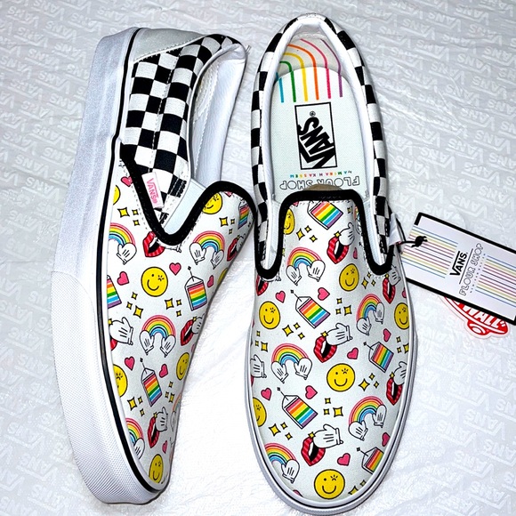Vans Shoes Classic Slip On Vans Flower Shop Women Pride Checkered Poshmark